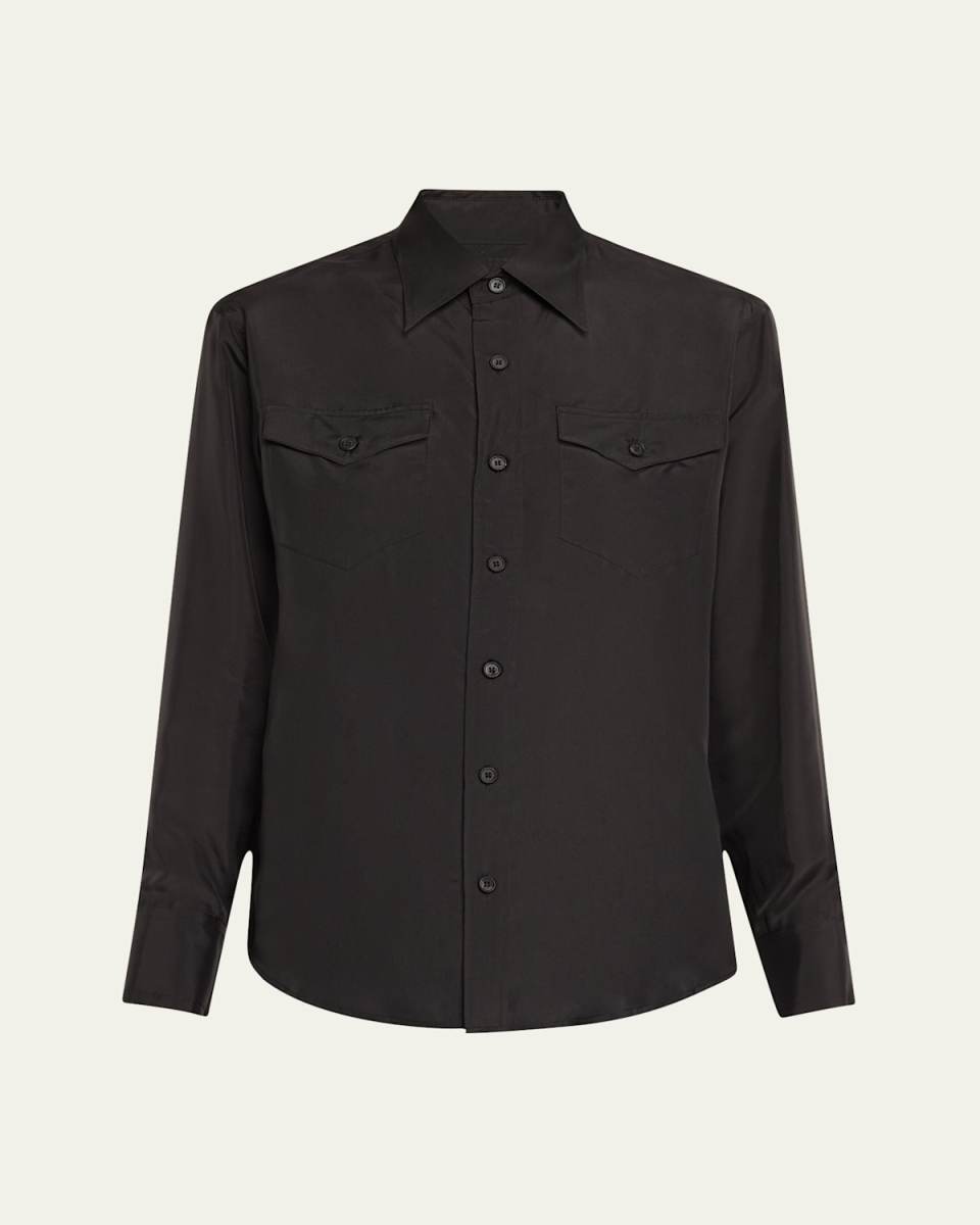 Silk Button-Front Shirt